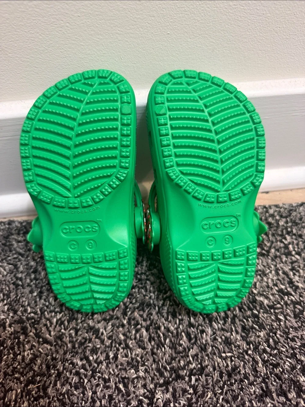 CROCS Kids Green Holiday Clog Sandals with Festive Charms